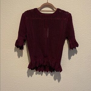 Elegant Women's Knit Sweater in Deep Burgundy